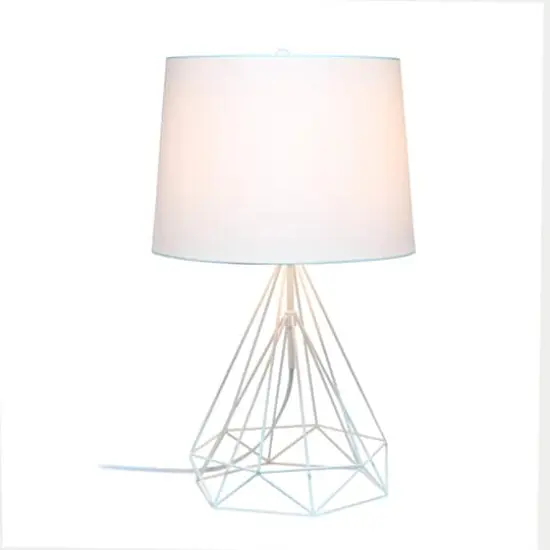 Lalia Home 23.5" Geometric Wired Table Lamp with Fabric Shade White Matte {3}