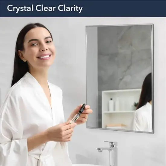 Head West Brushed Nickel 22" x 34" Float Framed Accent Mirror {3}