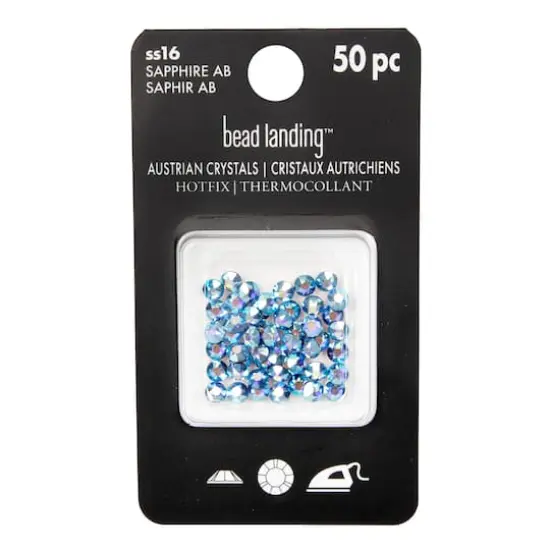 SS16 Round Hotfix Austrian Crystals by Bead Landing&trade;, 50ct. Sapphire Aurora Borealis {5}