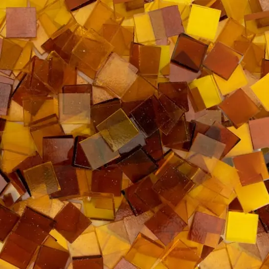 Oceanside Compatible&trade; Small Amber Mosaic Stained Glass Squares, 8oz. {3}