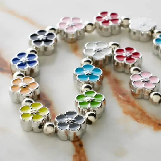 Multicolor Enamel Metal Flower Beads, 8mm by Bead Landing&trade; {3}