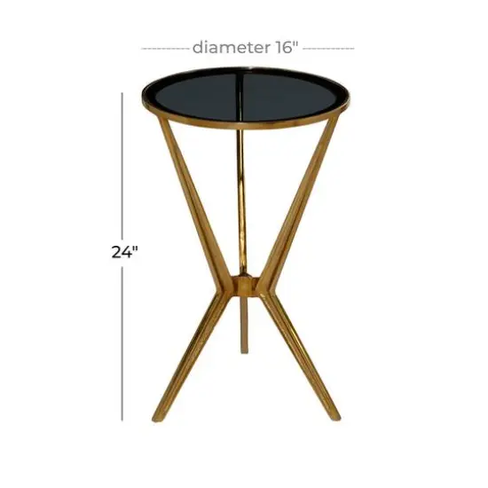 2ft. Gold & Black Modern Aluminum Accent Table {5}