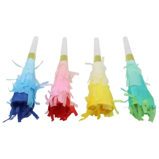 7" Multicolor Fringe Party Horns, 4ct. by Celebrate It&trade; {3}