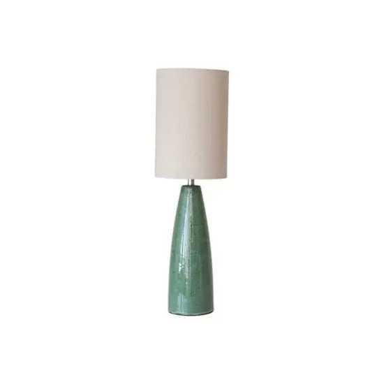 Hello Honey&reg; 27.5" Green Reactive Glaze Ceramic Table Lamp with Linen Shade {3}