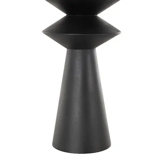 26" Black Fluted Metal Art Deco Vase {6}