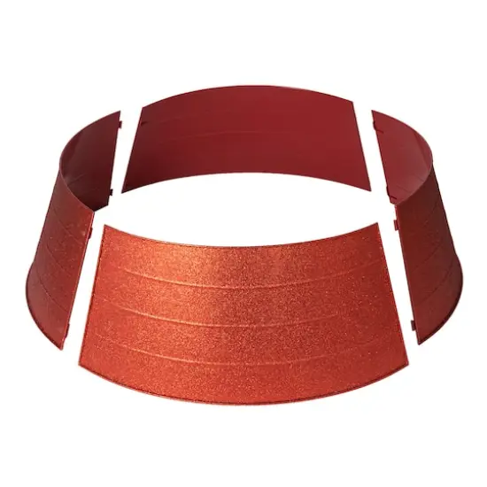 Glitzhome&reg; 3ft. Red Glitter Metal Tree Collar {7}