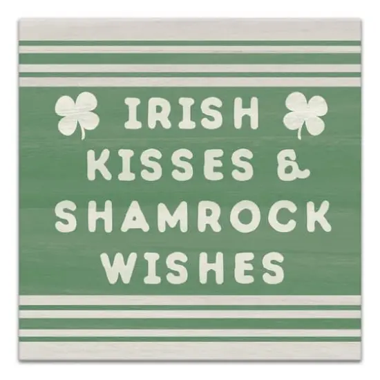 Irish kisses shamrock wishes 16" x 16" Canvas Wall Art {1}