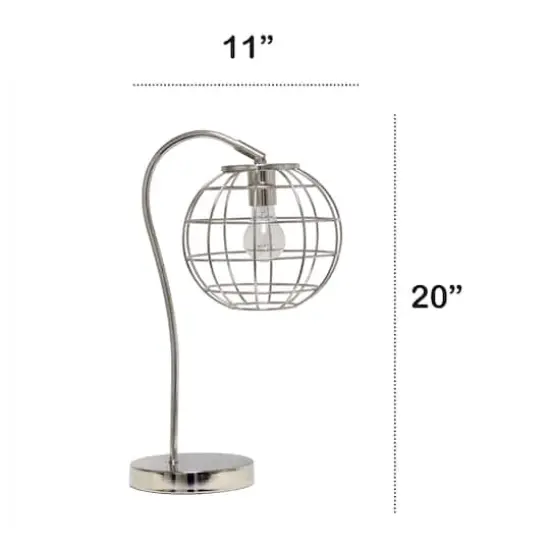 Lalia Home 20" Arched Metal Cage Table Lamp Chrome {4}