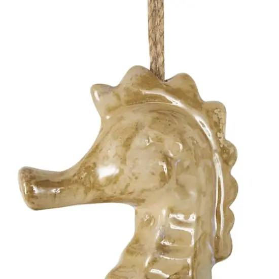 41" Blue Ombre Ceramic Starfish & Seahorse Windchime with Driftwood Accents {4}