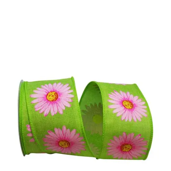 JAM Paper 2.5" x 10yd. Wired Faux Linen Gerbera Daisy Ribbon {1}