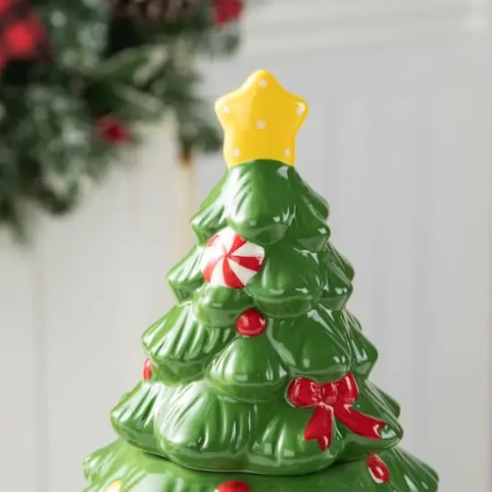 Glitzhome&reg; Dolomite Christmas Tree Cookie Jar Set {6}