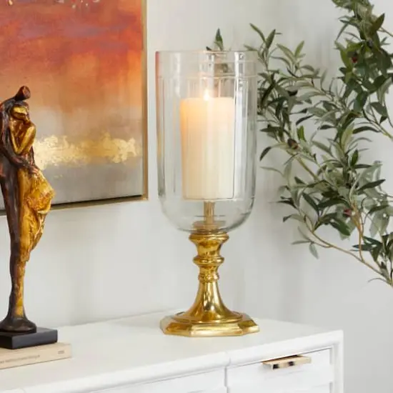 20" Gold Glam Hurricane Lamp {7}