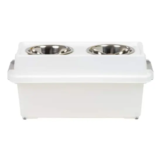 IRIS Clear, White & Gray 12qt. Airtight Elevated Feeder Storage Container {5}