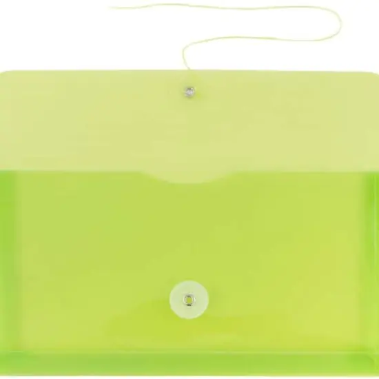 JAM Paper 5.25" x 10" Lime Green Plastic Booklet Envelopes, 24ct. {3}