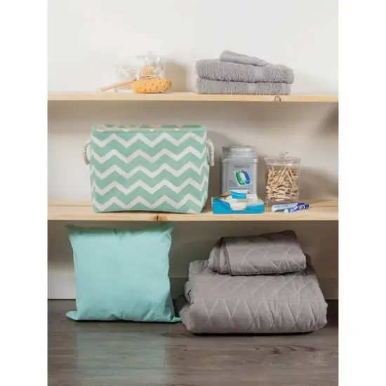 Large Polyester Chevron Rectangle Bin Aqua {7}