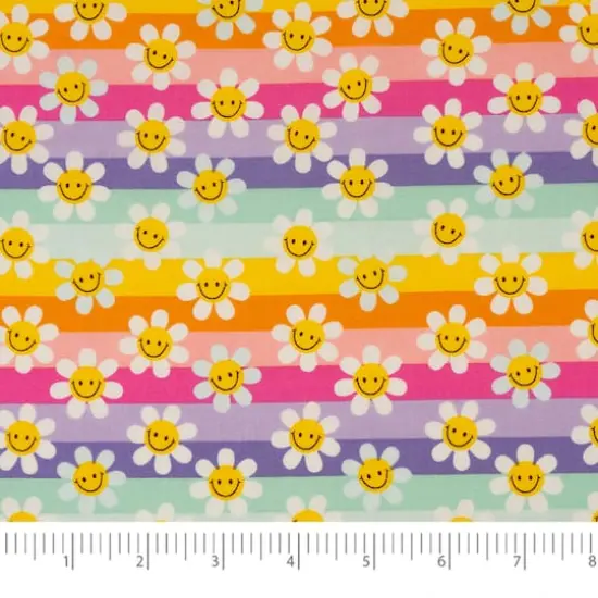 SINGER Modern Daisy Stripes Cotton Fabric {4}