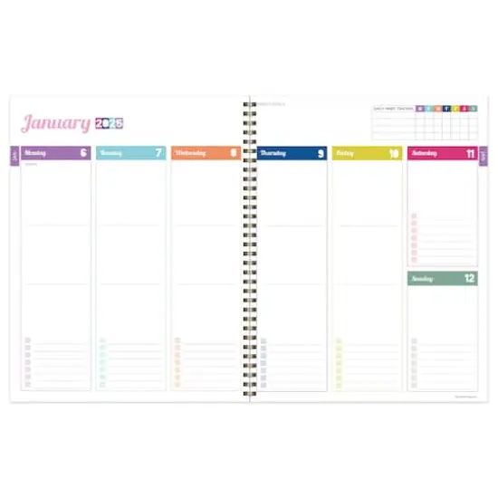 TF Publishing 2025 Large Madras Plaid Weekly Monthly Spiral Planner {4}