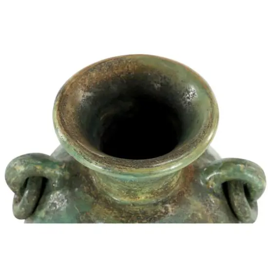 23" Green Ceramic Rustic Vase {6}