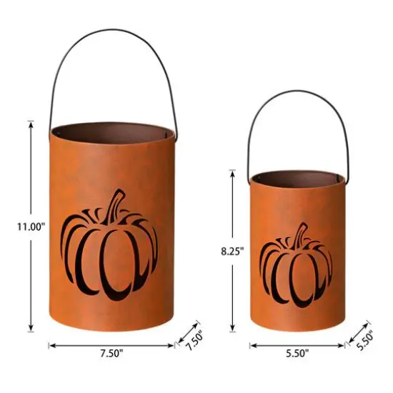 Glitzhome&reg; Metal Cutout Pumpkin Bucket Set {14}