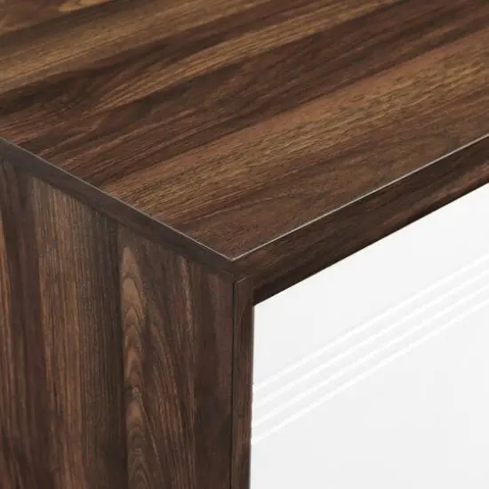 Walker Edison Dark Walnut/White 2 Door Accent Cabinet {7}