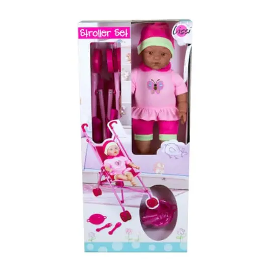 Lissi Dolls Baby Doll Umbrella Stroller Set with 16" African American Baby Doll {3}