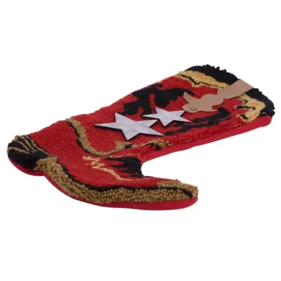 Glitzhome&reg; 19" Red Boot Hooked Stocking {4}