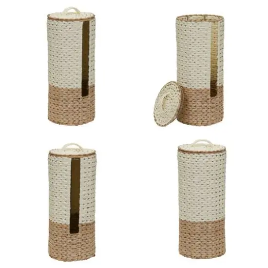 Household Essentials Wicker Bathroom Accessories Set White {10}
