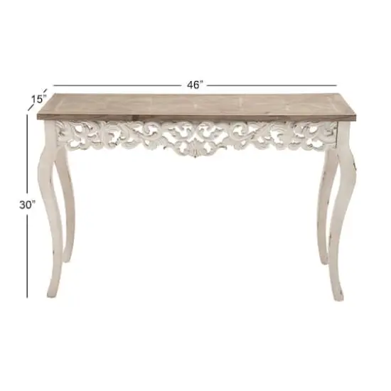 White Farmhouse Wood Console Table, 30" x 46" {5}