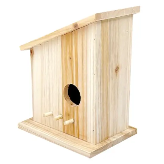 8" Unfinished Wood Modern Side Angle Birdhouse {4}
