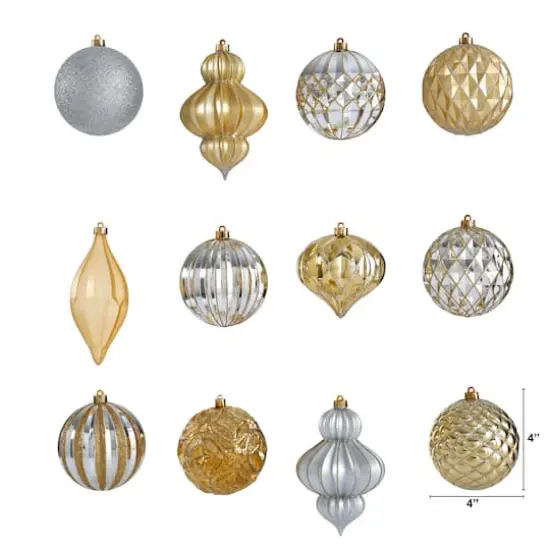 12ct. 4" Gold & Silver Shatterproof Luxe Ornament Set {3}