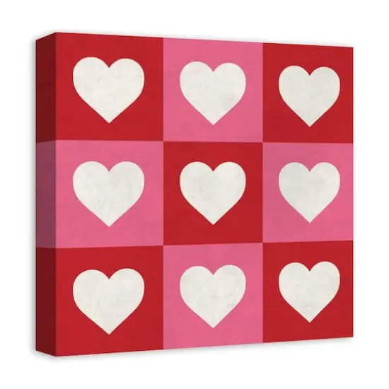 Heart Checker Pattern Canvas Wall Art {3}