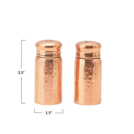 Hello Honey&reg; 3.5" Hammered Copper Finish Salt & Pepper Shaker Set {5}