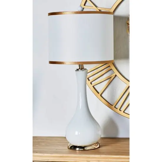 Set of 2 Gold Metal Traditional Table Lamp, 29" x 13" x 13" {8}