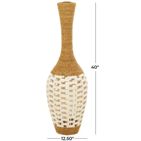 White Seagrass Handmade Tall Woven Floor Vase 13" x 13" x 40" {6}