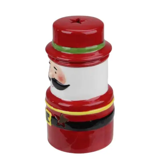 5.5" Red Ceramic Santa Gnome Tealight Candle Holder {3}