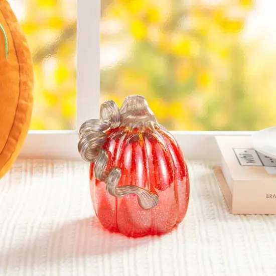 Glitzhome&reg; Red Glitter Glass Gourd {4}