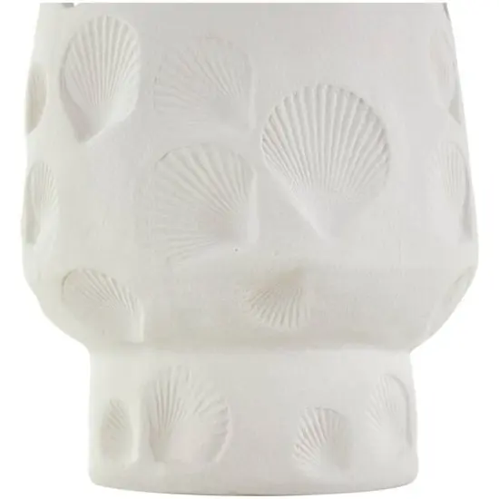 10" White Ceramic Shell Vase with Circular Cutouts {7}