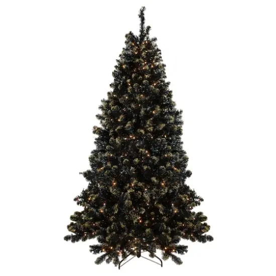 7.5ft. Pre-Lit Crystal Pine with Gold Glitter Artificial Christmas Tree, Clear LED Lights {1}