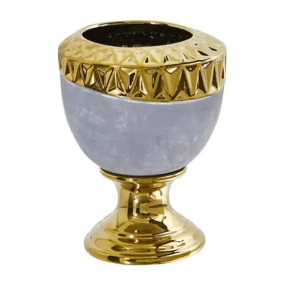 9.25" Regal Stone Urn with Gold Accents {1}