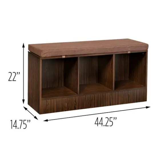 Honey Can Do Deep Espresso Entryway Bench with Storage Shelves {5}