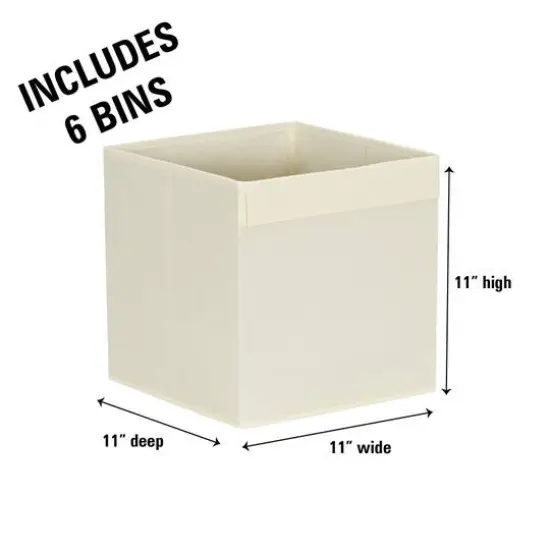 Household Essentials 11" Storage Cubes with Lip Handles, 6ct. White {4}