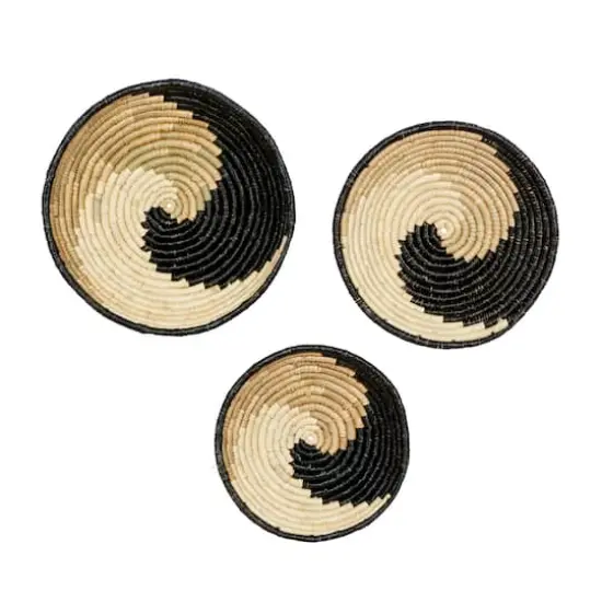 Set of 3 Black Wood Boho Style Wall Decor 20", 18", 16" {1}