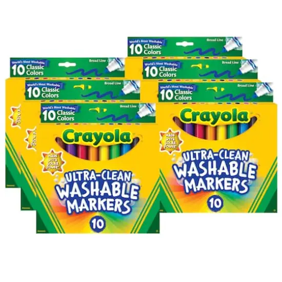 Crayola&reg; Ultra-Clean Washable Broad Line Classic Colors Markers, 6 Packs of 10 {1}