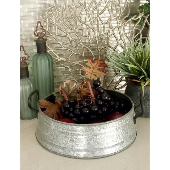 Set of 3" Grey Metal Farmhouse Tray, 18", 16", 14" {12}