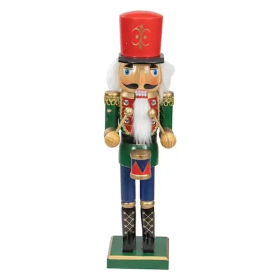 14" Wooden Christmas Nutcracker Drummer {1}