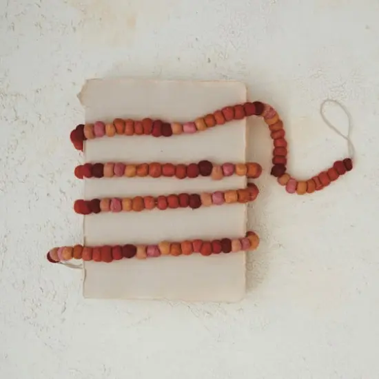 Hello Honey&reg; 6ft. Handmade Wool Felt Ball Garland Red/Orange/Pink {3}