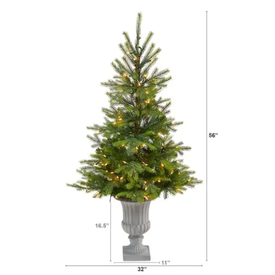 56in. Pre-Lit North Carolina Spruce Artificial Christmas Tree In Decorative Urn, Clear Lights {3}