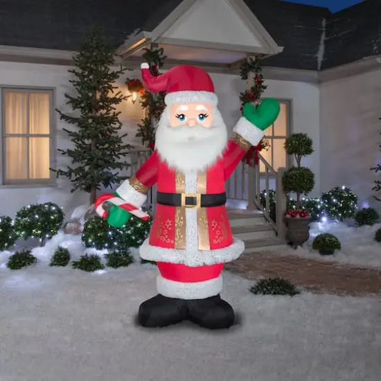 8ft. Airblown&reg; Inflatable Mixed Media Luxe Santa with Candy Cane {3}