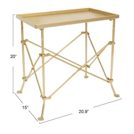 Hello Honey® 20" Gold Tray-Style Rectangle Metal Accent Table {6}