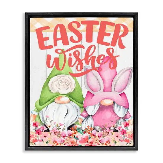Stupell Industries Easter Wishes Gnomes Floater Framed Art Black {1}